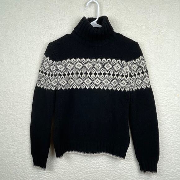 GAP Sweaters - Gap Chunky Lambs Wool Black Fair Isle Turtle Neck Sweater